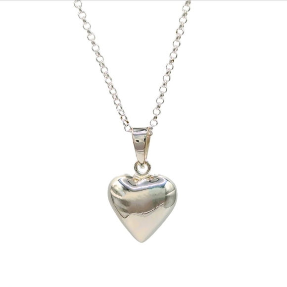 Source Unknown Jewelry - Sterling Silver Hollow Puffed Heart
